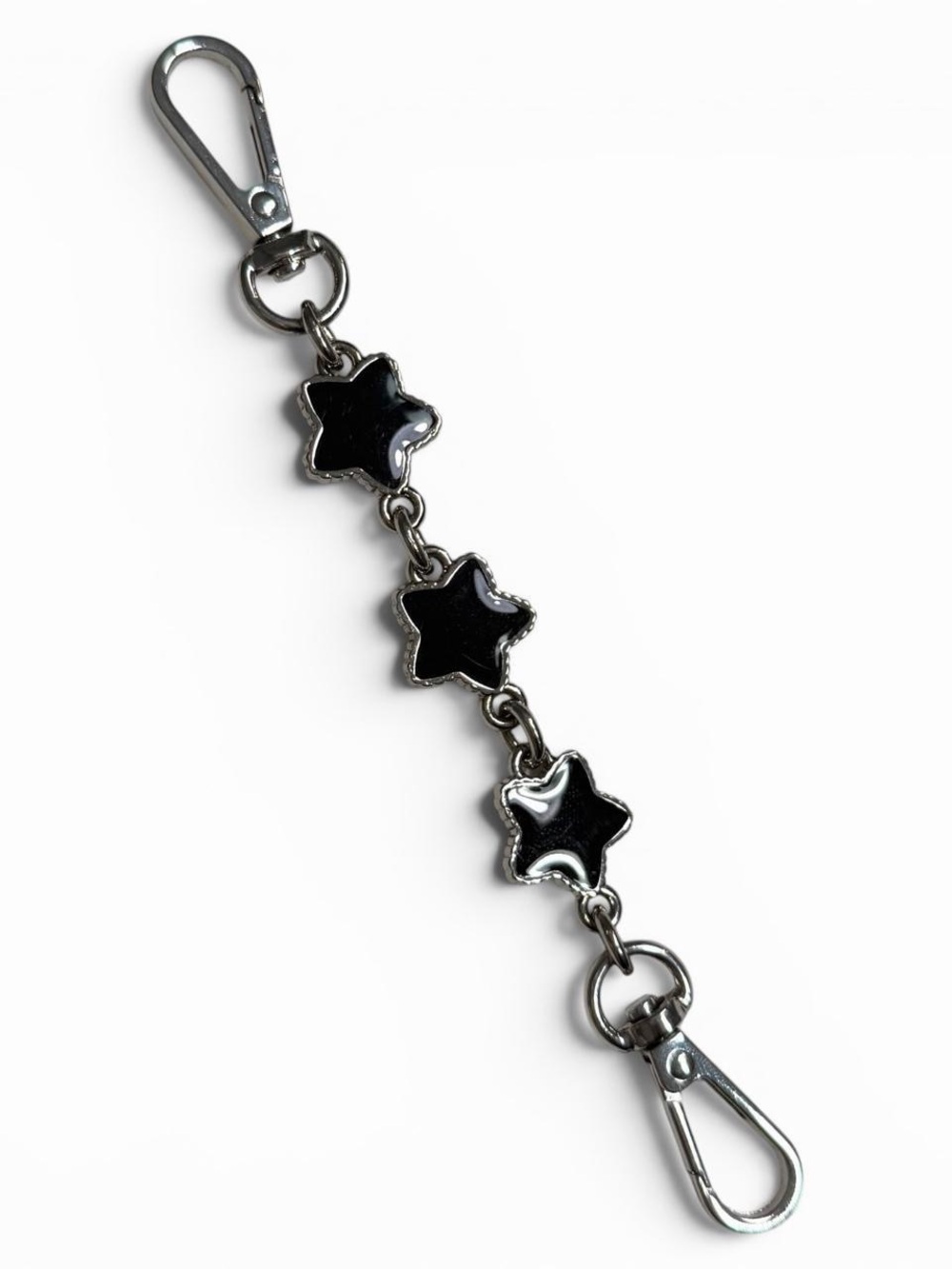 Silver & Black Star Charm Bag Strap Extender or Keychain